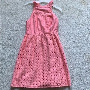 Pink eyelet lace dress